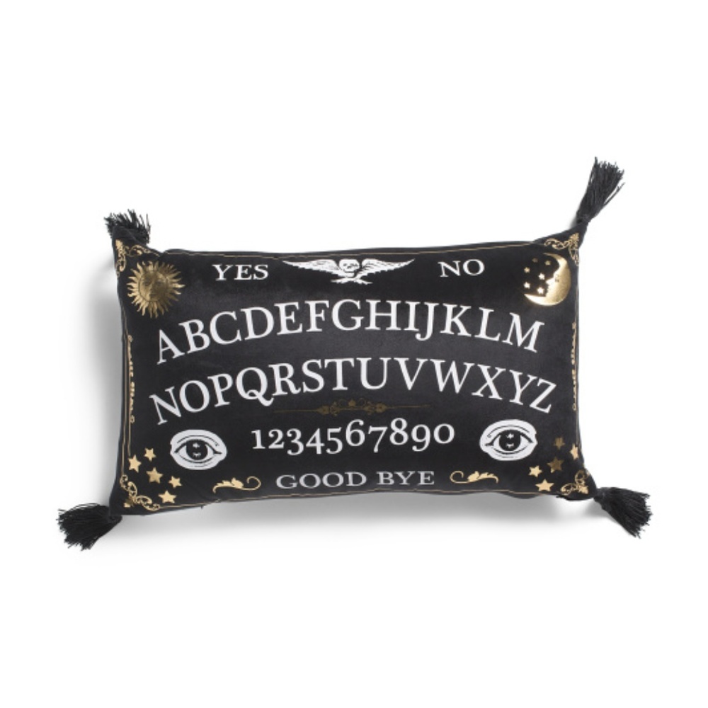 NWT THRO 12x20 Velvet Ouija Board Tassel Pillow duck feather filled